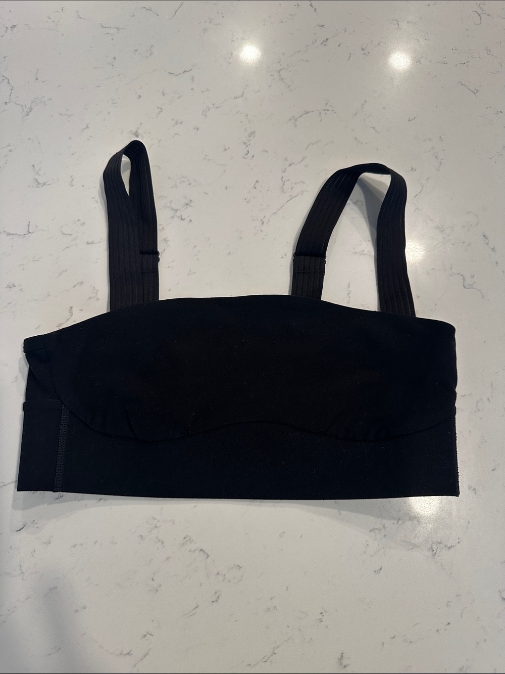ALO Yoga Black Ribbed-Strap Velvet Sports Bralette